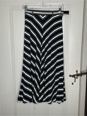 Vintage rayon black and white stripe skirt